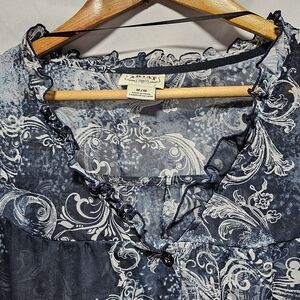 Ariat Navy and White Patterned Sheen Blouse